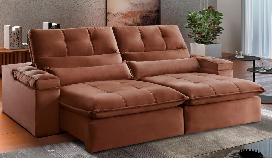 SOFÁ RETRÁTIL E RECLINÁVEL 912 NO VELUDO